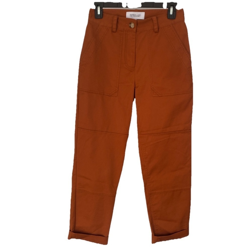 Derek Lam 10 Crosby Therese Cropped Straight Leg Trouser Pants cinnamon D-17 - Picture 3 of 10